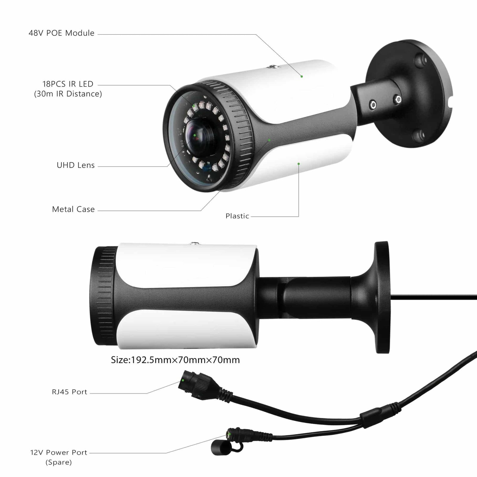 CCTV IP Bullet Camera - Super Wide Angle 5MP 4K Waterproof IR Night Vision CCTV IP Bullet Camera - Super Wide Angle 5MP 4K Waterproof IR Night Vision