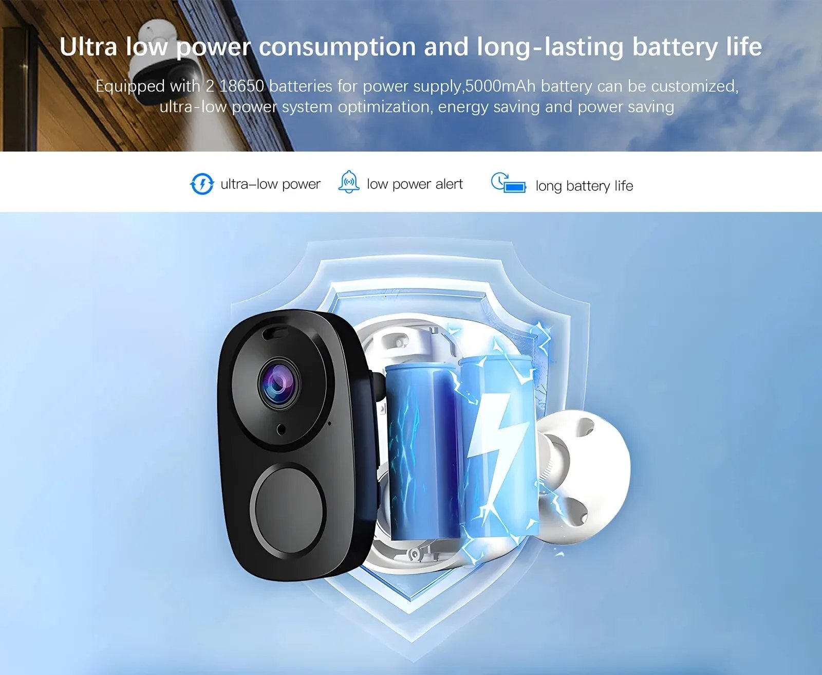 DBIT Wifi Survalance Camera 3MP Security Protection Outdoor IP Camera Smart Home Night Vision Video Recorder Battery Powered