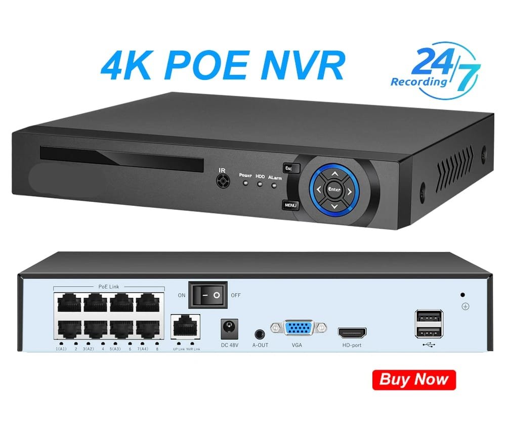 CCTV bullet Camera Outdoor - POE H.265 Metal Black Home 4MP 8MP