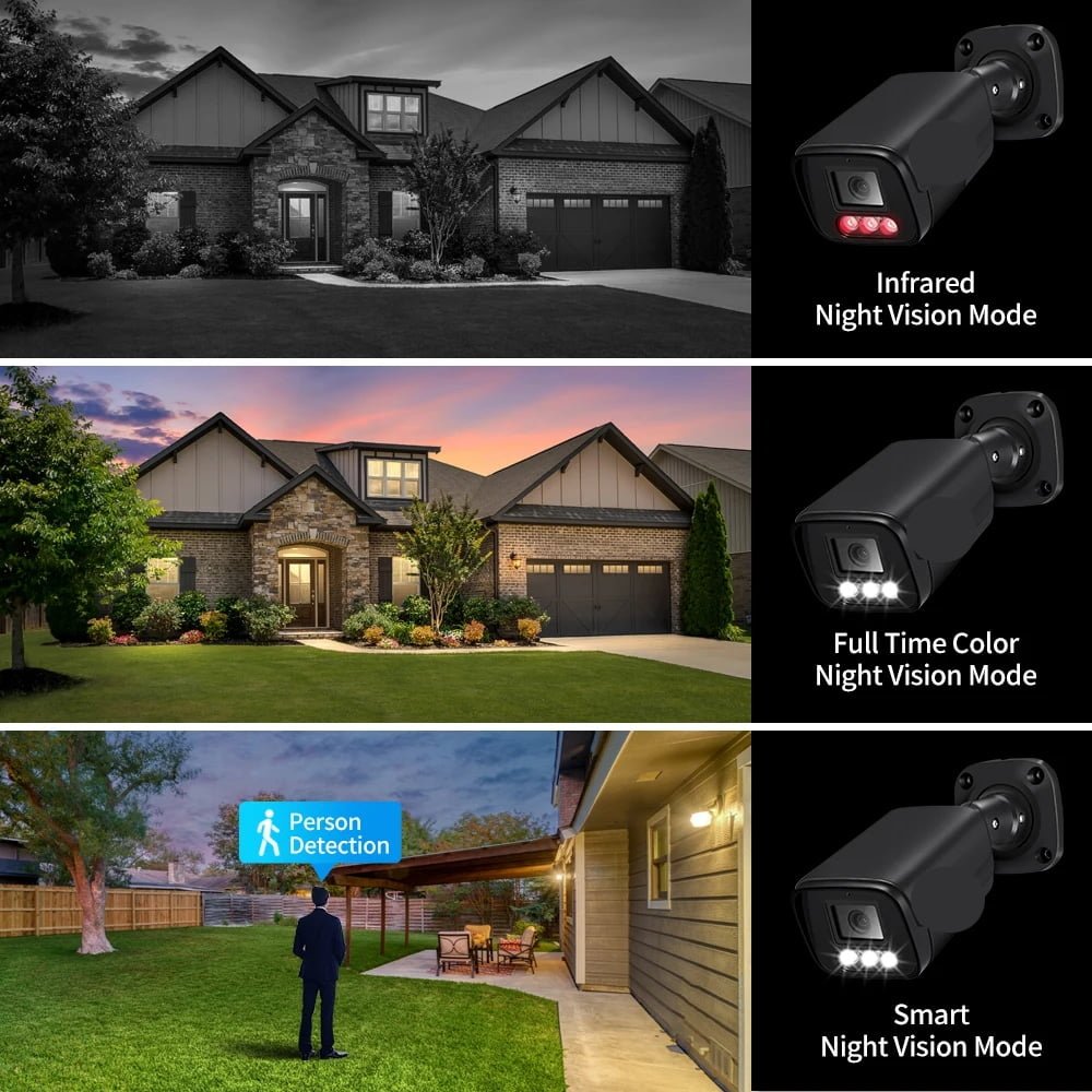 CCTV bullet Camera Outdoor - POE H.265 Metal Black Home 4MP 8MP