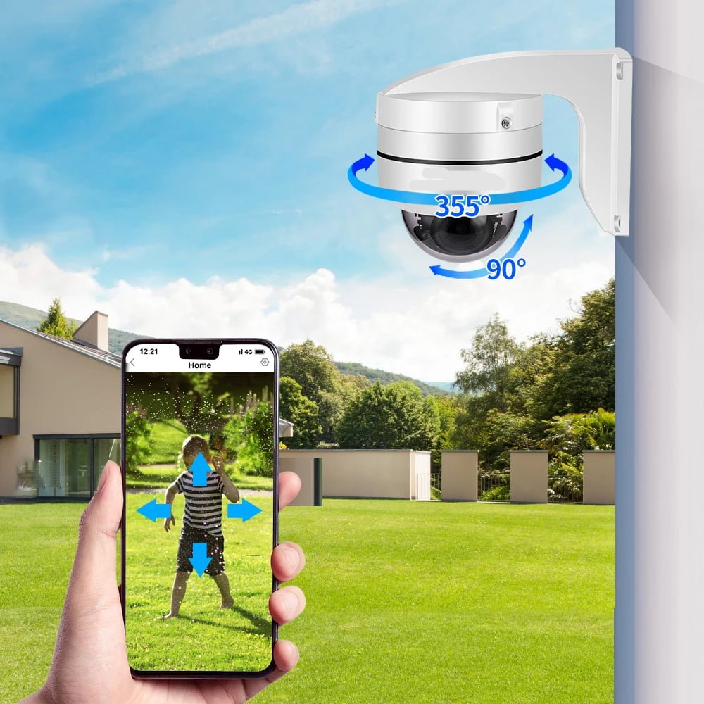 PTZ IP Camera Dome - PoE 5X Optical Zoom CCTV Audio AI Auto Tracking Compatible 8MP 4K
