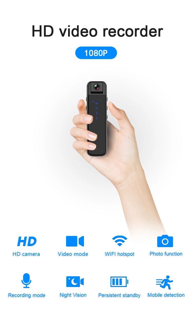 Hidden outdoor police law enforcement recorder HD 1080P night vision mini DV camera with wifi hotspot invisible motion camera