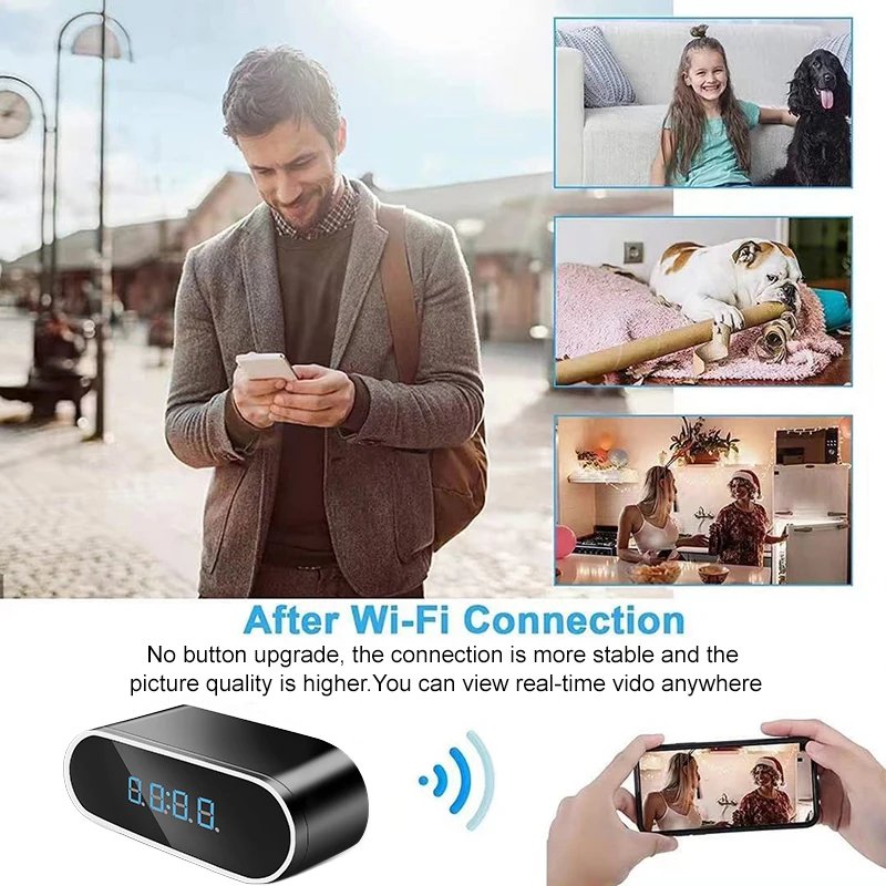 Alarm Clock Mini Camera Full HD 1080P Wireless Wifi Control IR Night Vision View DVR Camcorder Home Surveillance Monitor Video