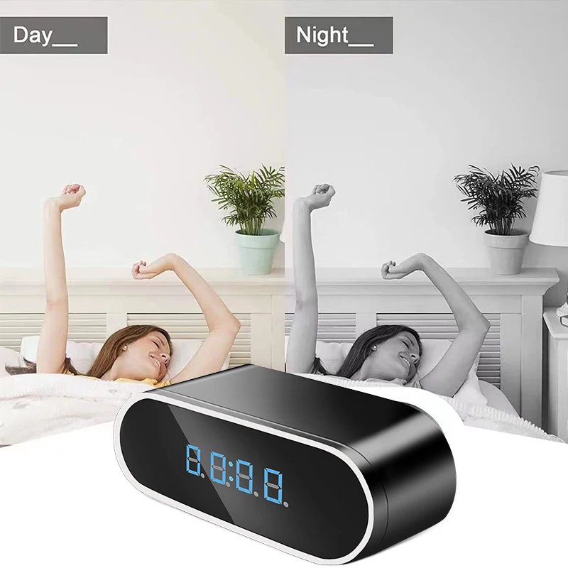 Alarm Clock Mini Camera Full HD 1080P Wireless Wifi Control IR Night Vision View DVR Camcorder Home Surveillance Monitor Video