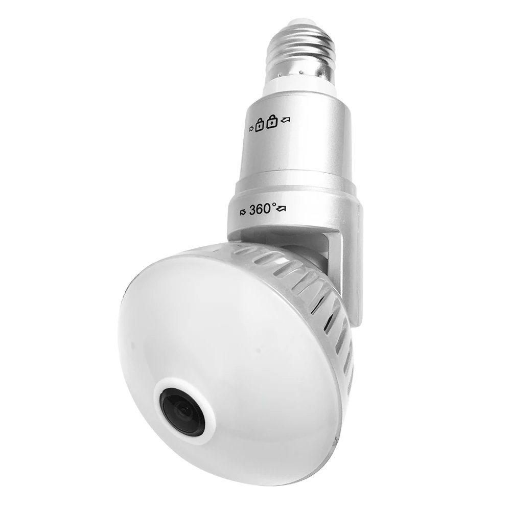 360 Degree Panoramic Fisheye IP 2MP WiFi Wireless Night Vision Mini E27 Smart Bulb Camera for Home Baby Pet Security Monitor