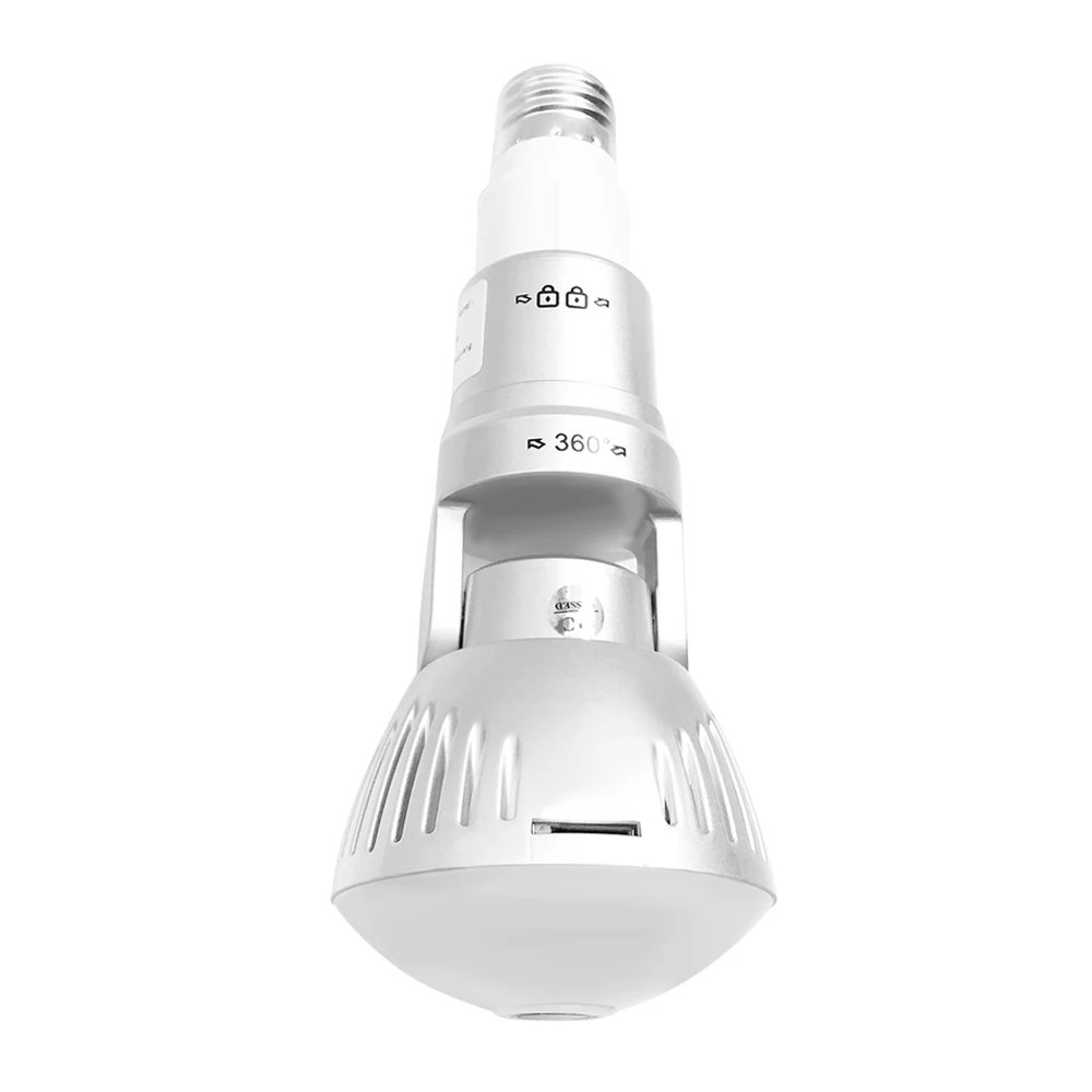 360 Degree Panoramic Fisheye IP 2MP WiFi Wireless Night Vision Mini E27 Smart Bulb Camera for Home Baby Pet Security Monitor