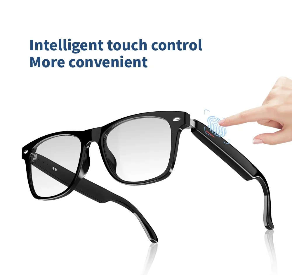 Camera Smart Glasses Blue Light Filtering Polarized Sunglass Lenses Audio Built-in Mic & Speakers Touch & Voice Assistant Music