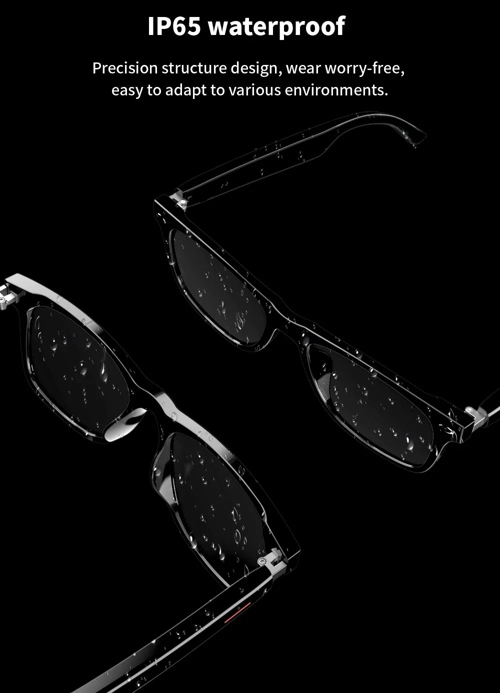 Camera Smart Glasses Blue Light Filtering Polarized Sunglass Lenses Audio Built-in Mic & Speakers Touch & Voice Assistant Music