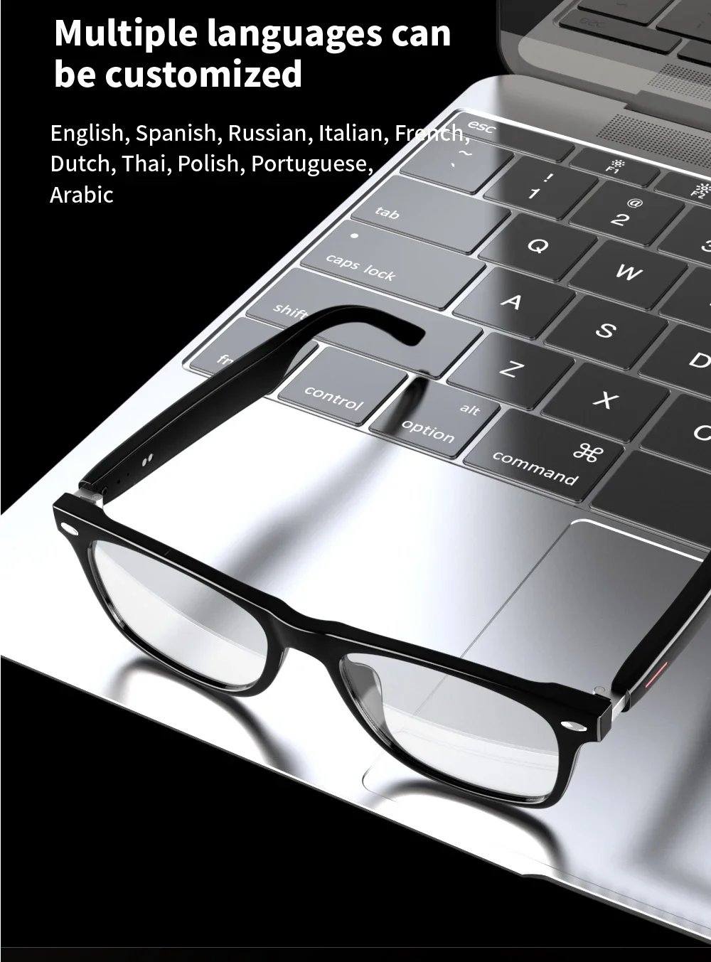 Camera Smart Glasses Blue Light Filtering Polarized Sunglass Lenses Audio Built-in Mic & Speakers Touch & Voice Assistant Music