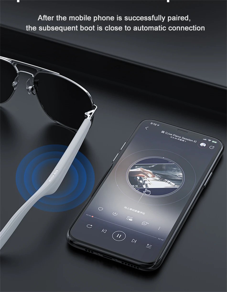 Fashion Smart Glasses One-Click Camera Glasses Men Women Wireless headphones Eyewear Sunglasses Men Women Bluetooth Glasses 2024