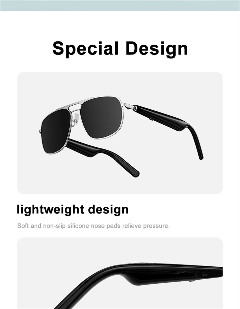 Fashion Smart Glasses One-Click Camera Glasses Men Women Wireless headphones Eyewear Sunglasses Men Women Bluetooth Glasses 2024