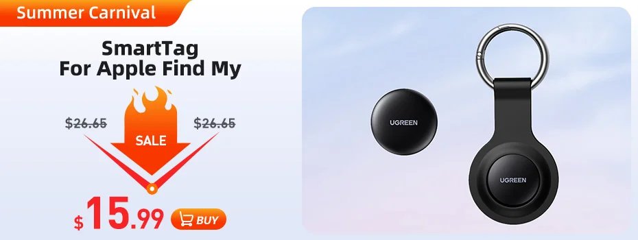 UGREEN Finder Security SmartTrack Link Smart Tag With Apple Find My Key Bluetooth GPS Tracker For Earbud Luggage MFi Finder IOS