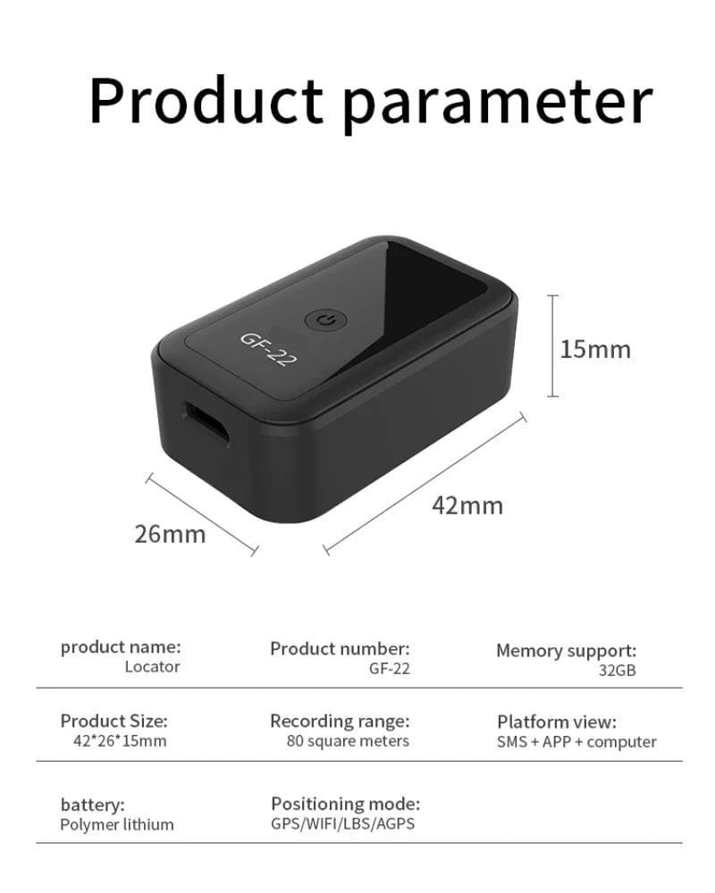 Gf 22 Gps Mini Tracker Car Vehicle Truck GPS Locator Anti-Lost Tracker Anti Lost Child Tracking Multifunctional Tool Gps Tracker