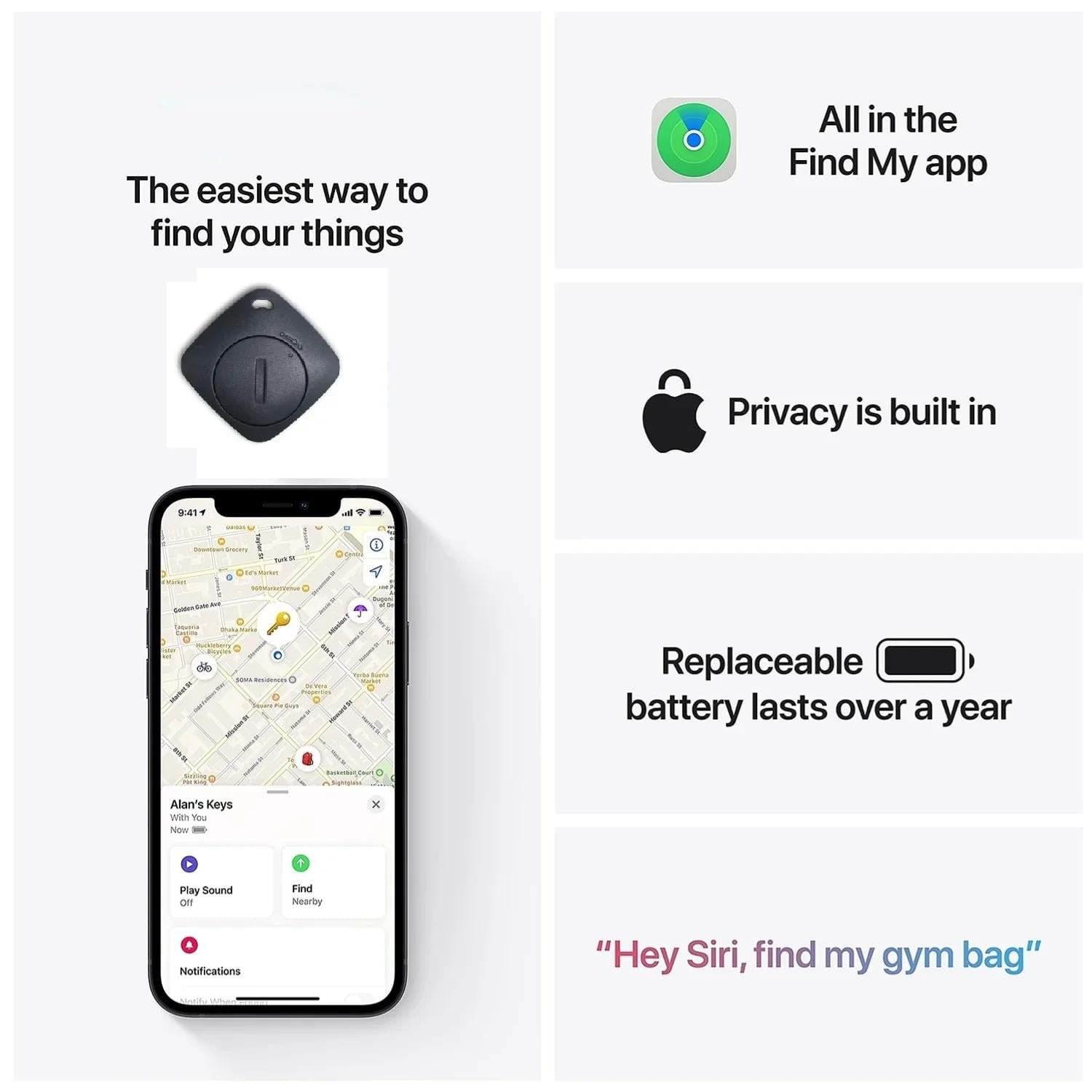 AiYaTo Bluetooth Key Finder work with Apple Find My Global Network Smart AirTag Tracker for IOS System Item Locator for Bags