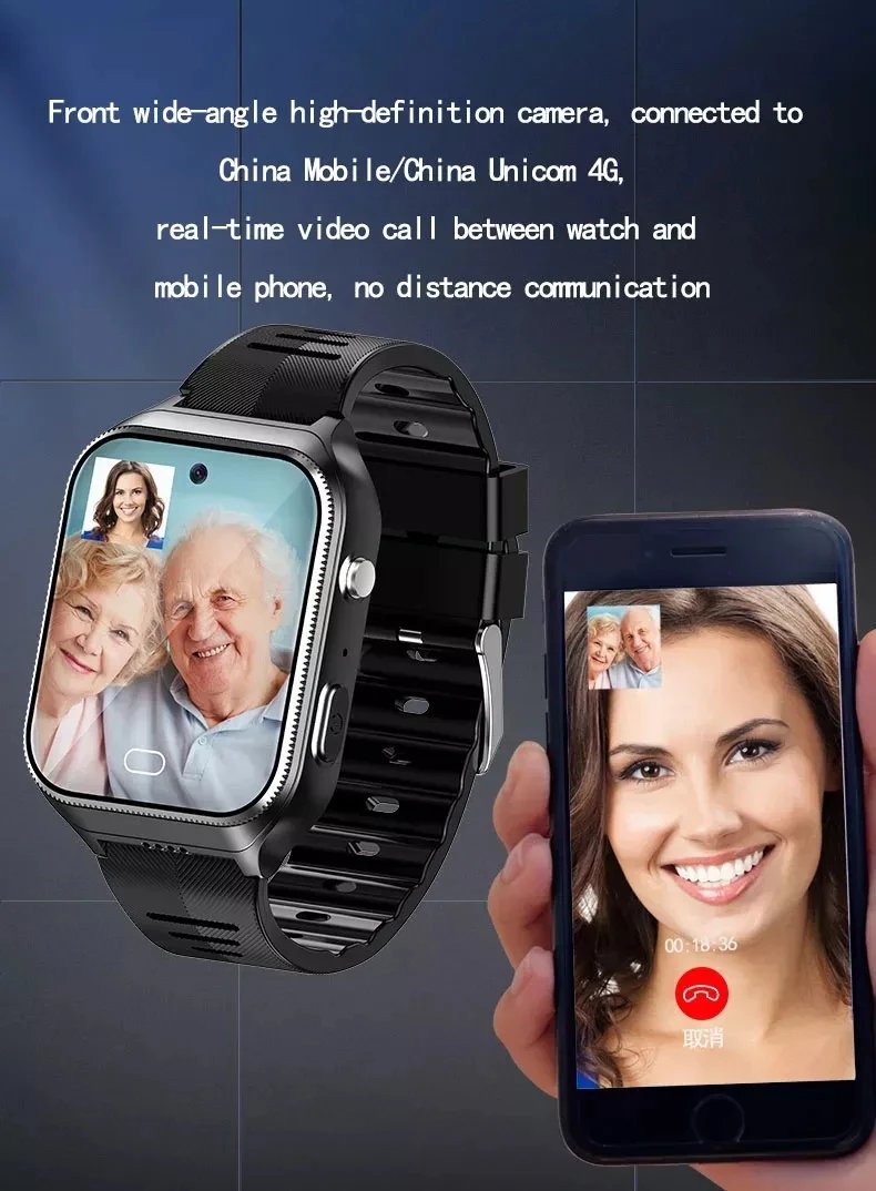 4G Elderly Phone Smart Watch GS17 SIM Card Insertion GPS Positioning HD Camera Heart Rate Blood Pressure SOS Smartwatch