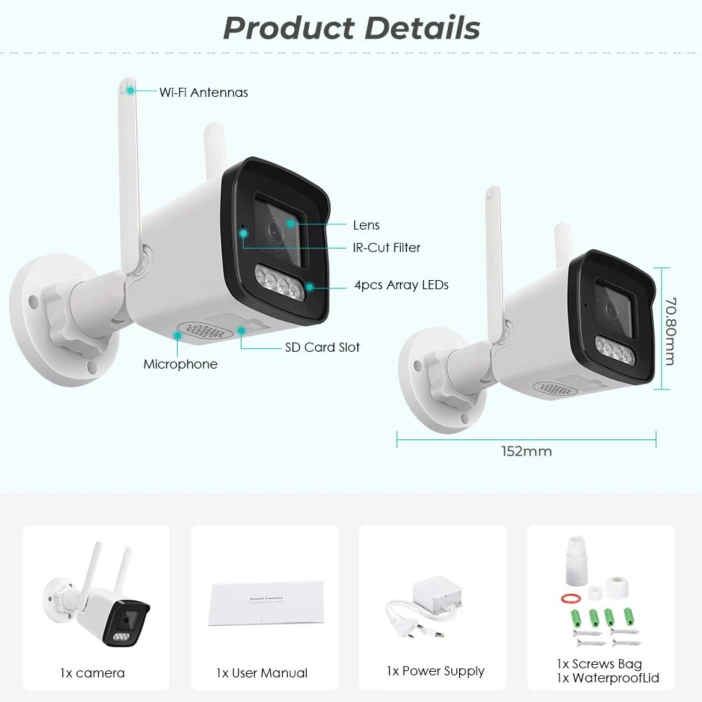 CCTV IP Bullet Camera - H.265 Human Detect Infrared Night Vision 8MP 4K Surveillance