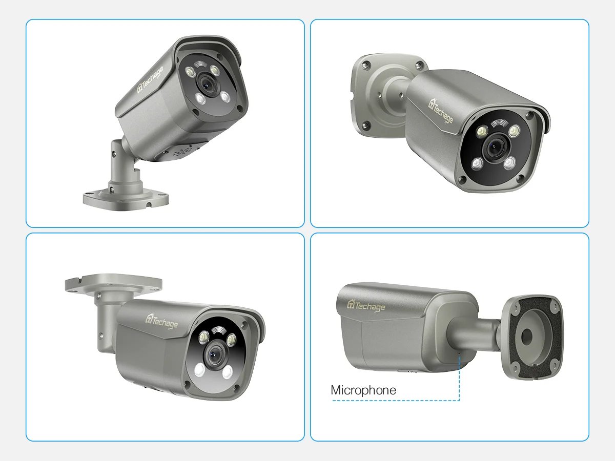 Audio Bullet IP Camera H.265 - Video 4K 8MP Surveillance System Motion Detect Email Alert