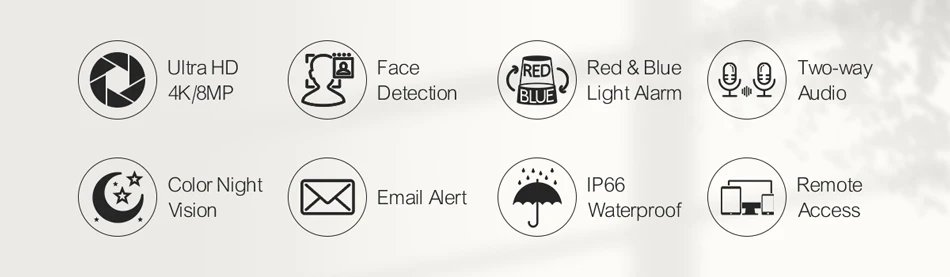 Audio Bullet IP Camera H.265 - Video 4K 8MP Surveillance System Motion Detect Email Alert