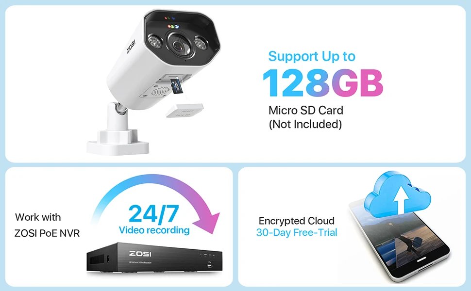 IP Security Camera - Two Way Audio 8MP 4k Ultra HD Color Night Vision