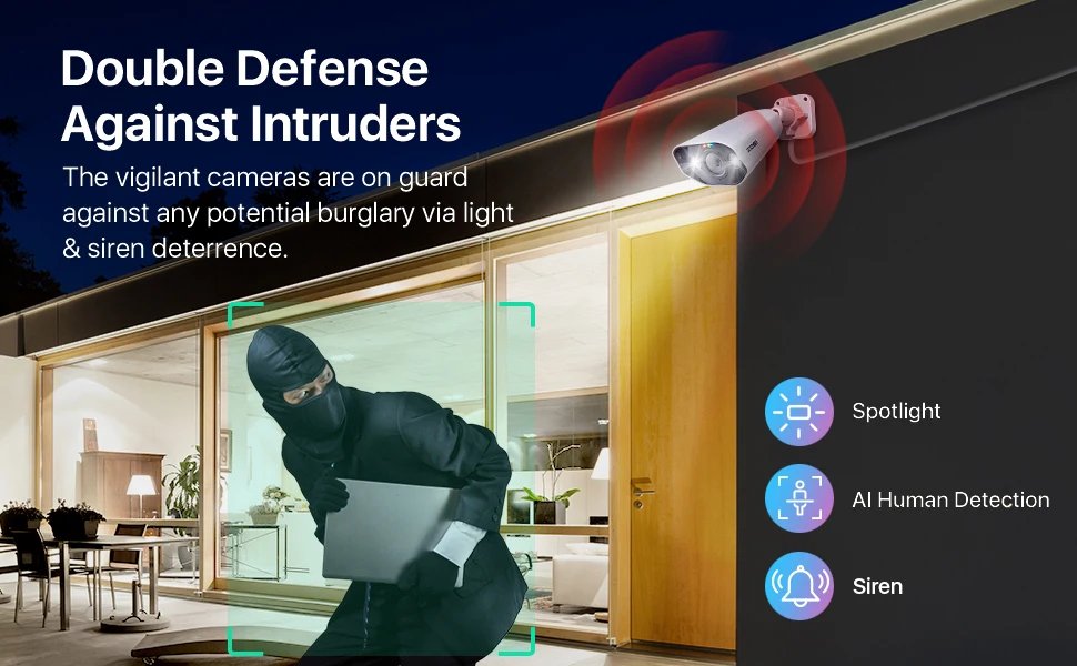 IP Security Camera - Two Way Audio 8MP 4k Ultra HD Color Night Vision