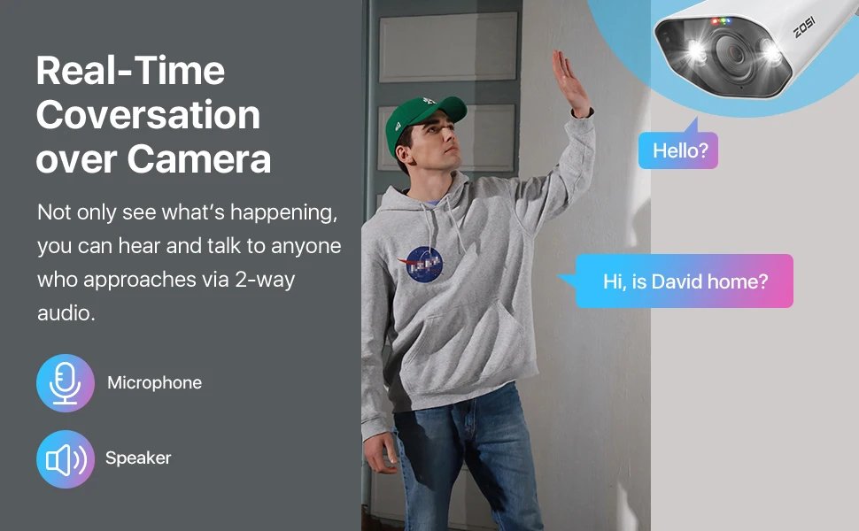 IP Security Camera - Two Way Audio 8MP 4k Ultra HD Color Night Vision