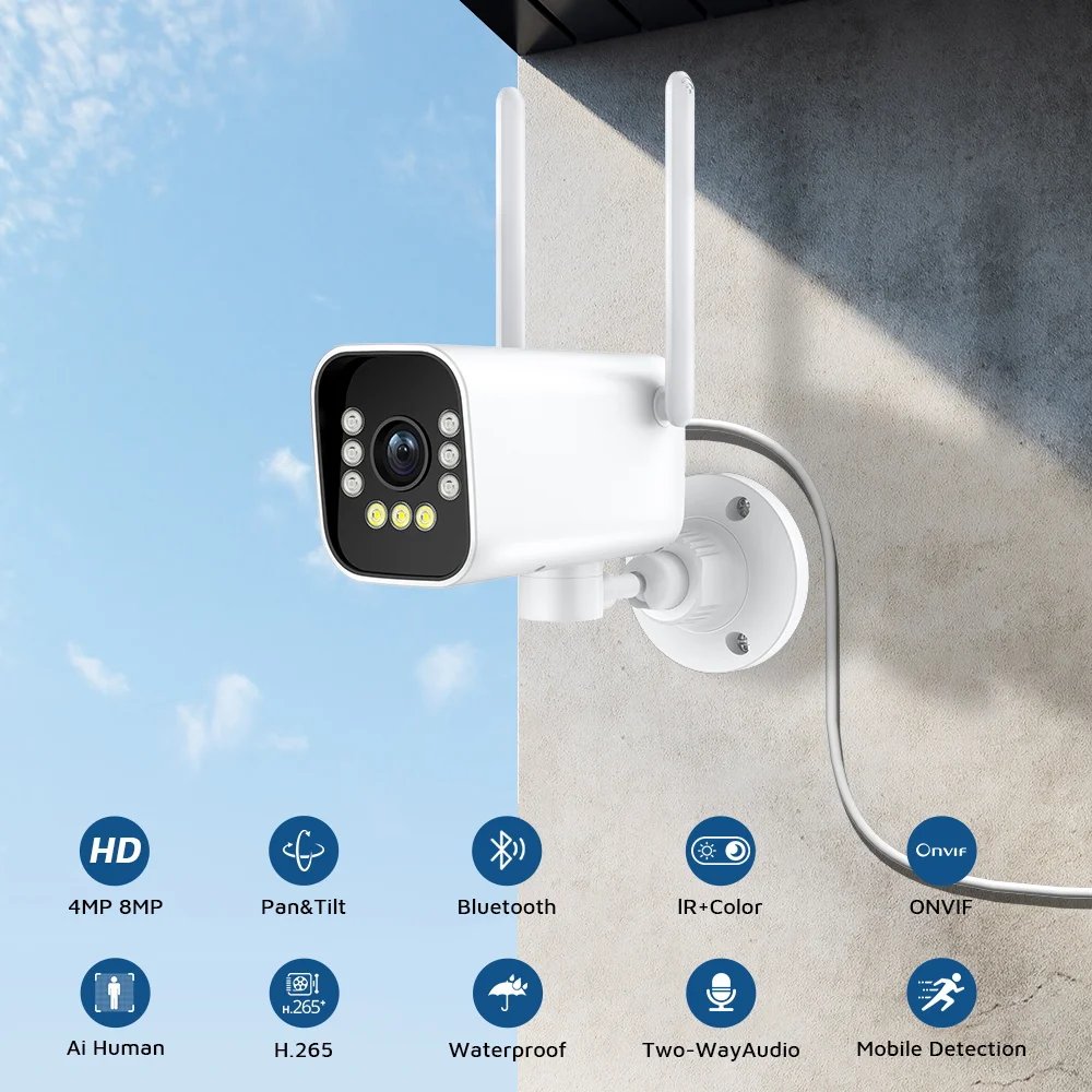 IP Camera Bullet - Auto Tracking H.265 Waterproof Outdoor Wifi 2MP CCTV 8IP