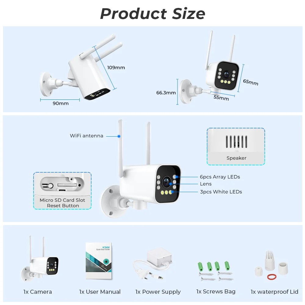IP Camera Bullet - Auto Tracking H.265 Waterproof Outdoor Wifi 2MP CCTV 8IP