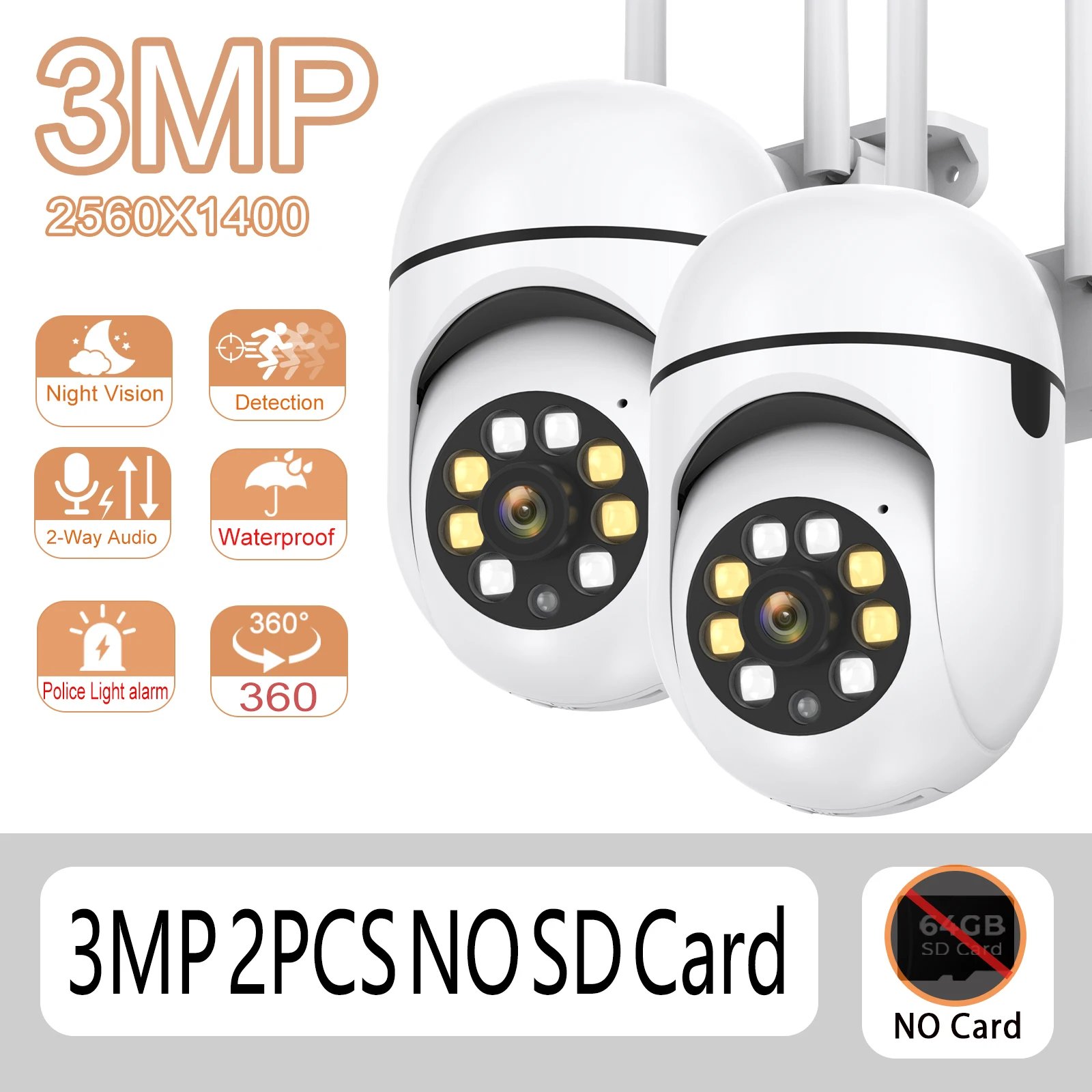 3MP 2PCS NO CD Cerd