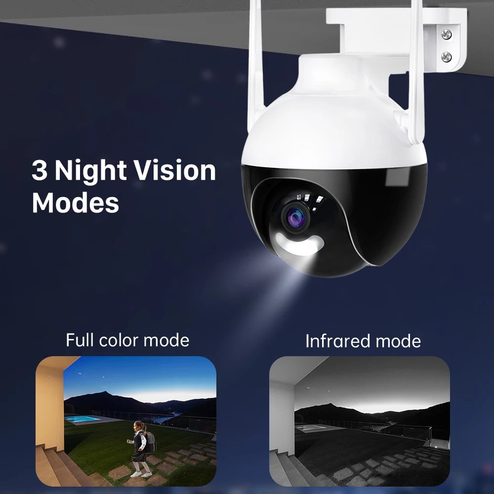 PTZ WiFi IP Camera - 4K AI Human Detection Color Night Vision 8MP