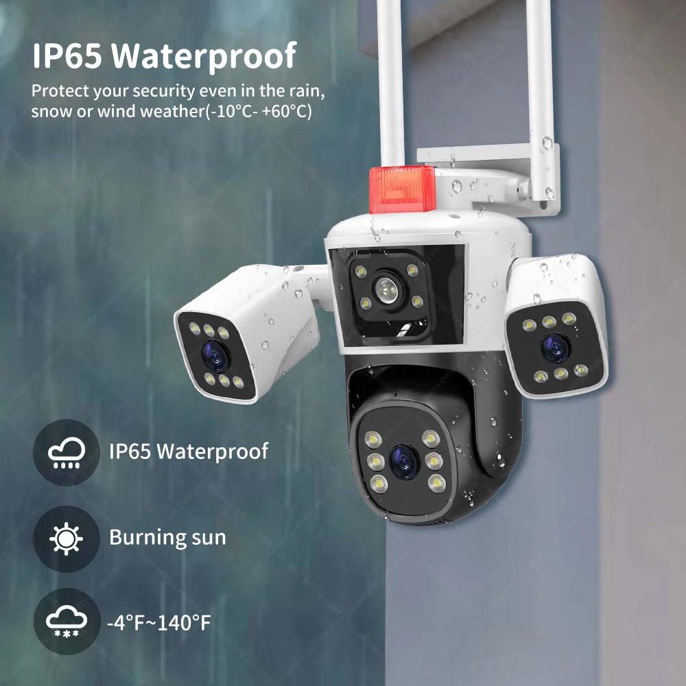 PTZ IP CCTV Camera AI Tracking - Security Protection 6K 12MP WiFi Three lens Panoramic View