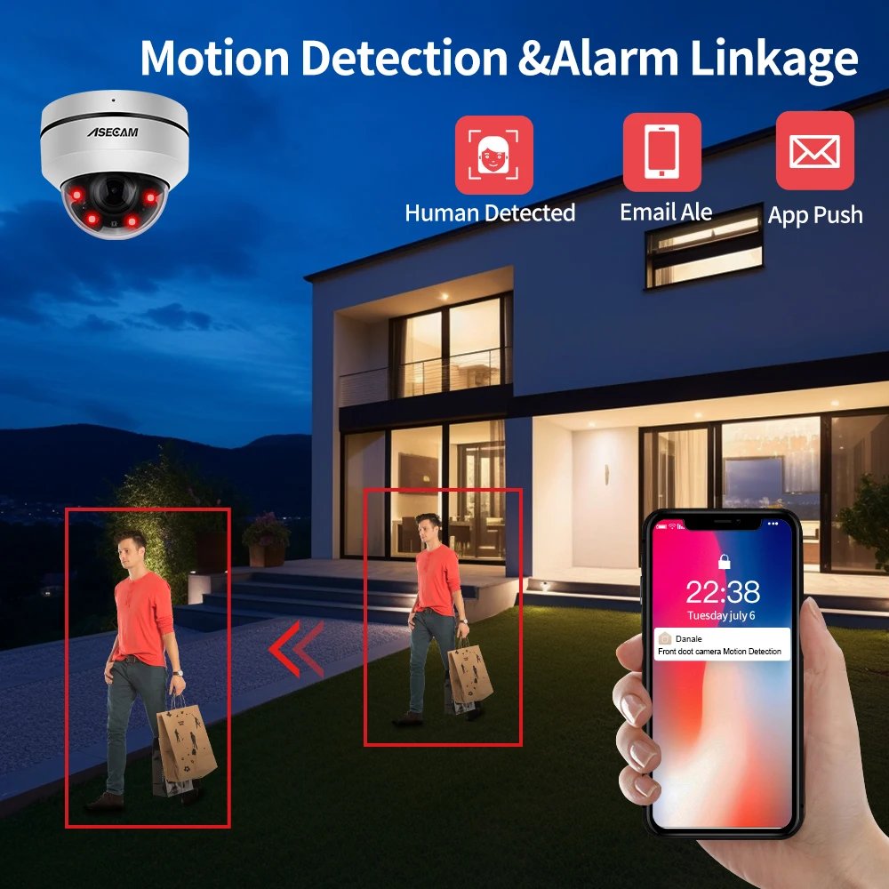 PTZ IP Camera Dome - PoE 5X Optical Zoom CCTV Audio AI Auto Tracking Compatible 8MP 4K