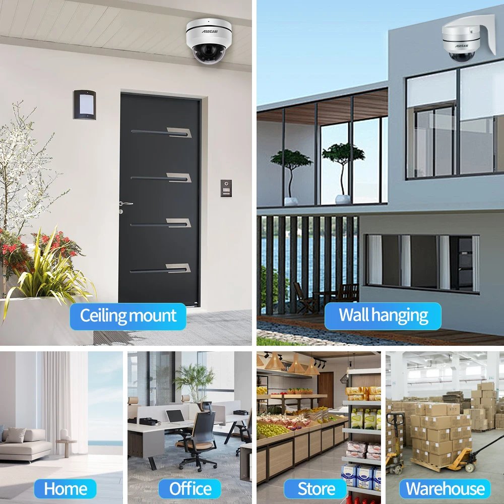 PTZ IP Camera Dome - PoE 5X Optical Zoom CCTV Audio AI Auto Tracking Compatible 8MP 4K