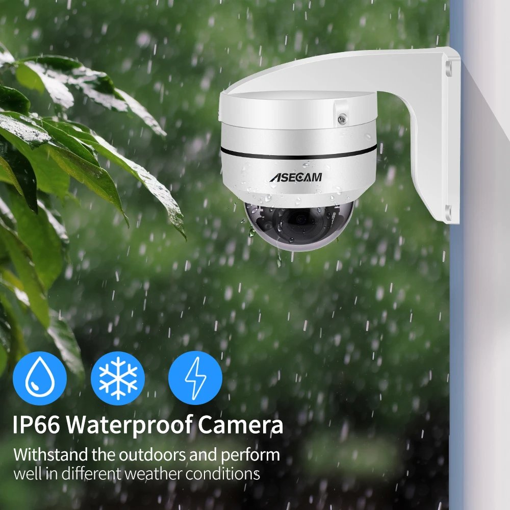 PTZ IP Camera Dome - PoE 5X Optical Zoom CCTV Audio AI Auto Tracking Compatible 8MP 4K