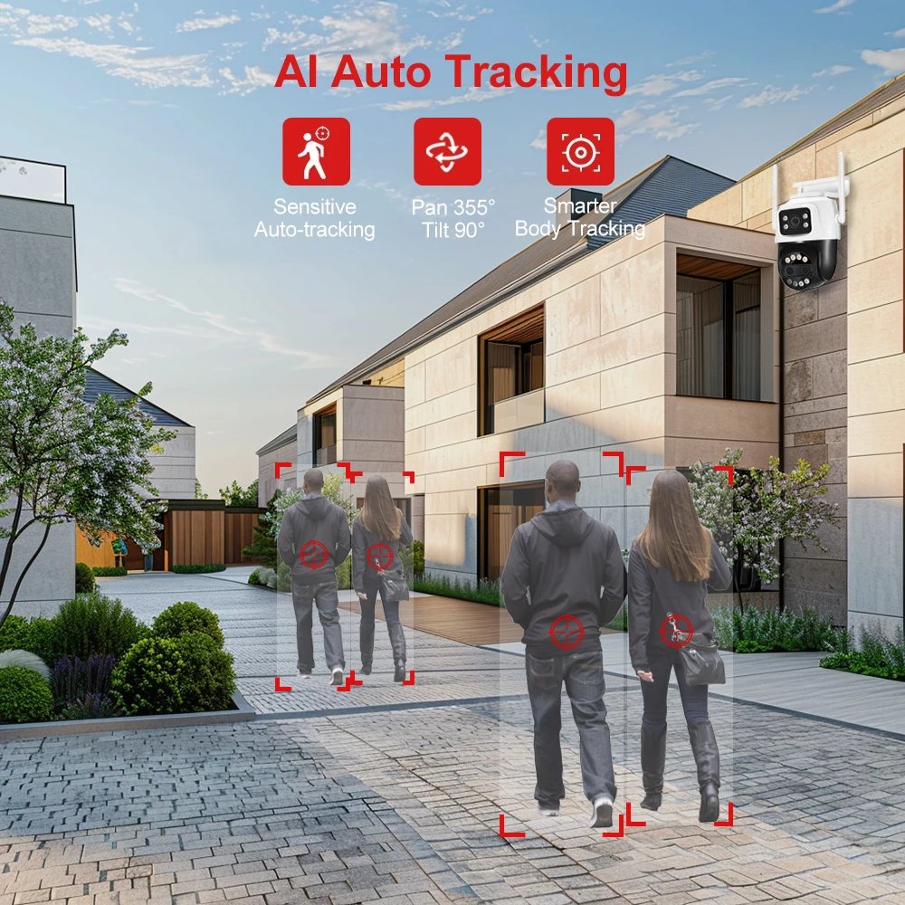 PTZ WiFi IP Camera - Outdoor AI Human Tracking 8MP Dual Lens 2.8mm -12mm 8X Zoom 4K