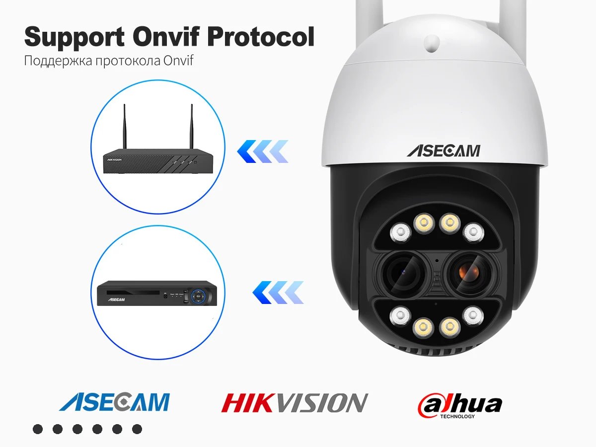 PTZ WiFi IP Camera - Outdoor AI Human Tracking 8MP Dual Lens 2.8mm -12mm 8X Zoom 4K