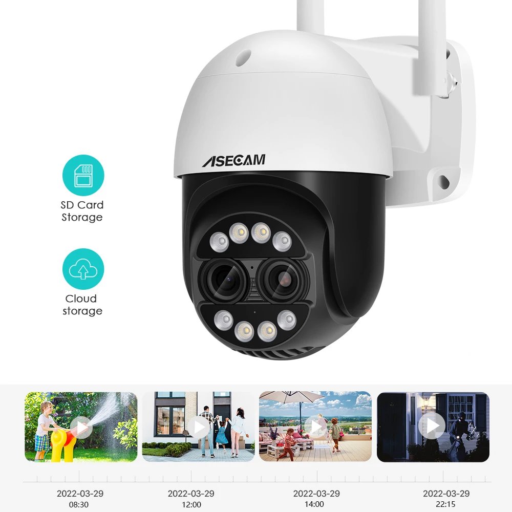 PTZ WiFi IP Camera - Outdoor AI Human Tracking 8MP Dual Lens 2.8mm -12mm 8X Zoom 4K
