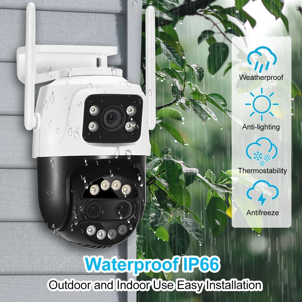 PTZ WiFi IP Camera - Outdoor AI Human Tracking 8MP Dual Lens 2.8mm -12mm 8X Zoom 4K