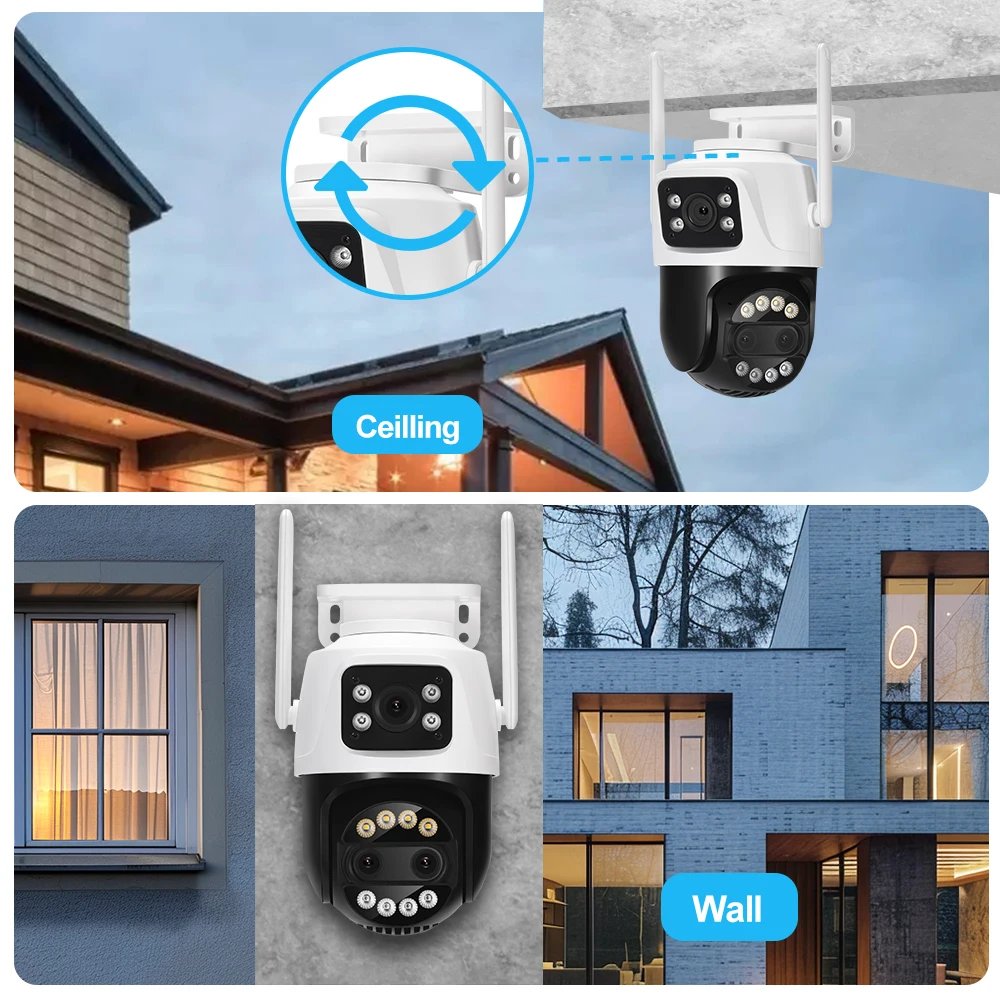 PTZ WiFi IP Camera - Outdoor AI Human Tracking 8MP Dual Lens 2.8mm -12mm 8X Zoom 4K