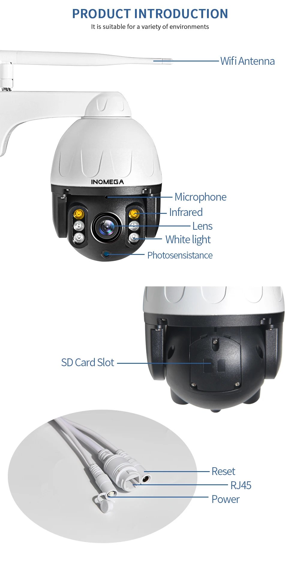 PTZ IP Camera Auto Tracking - 3MP Outdoor Waterproof Mini Speed Dome Camera IR 30M P2P