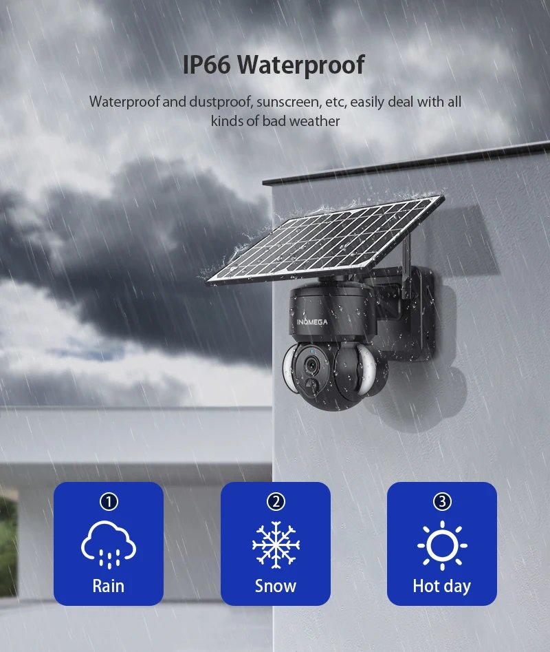 Camera with Solar Panel PTZ - PIR Motion Detection, Video Surveillance CCTV Supports Alexa' amazon and tuya