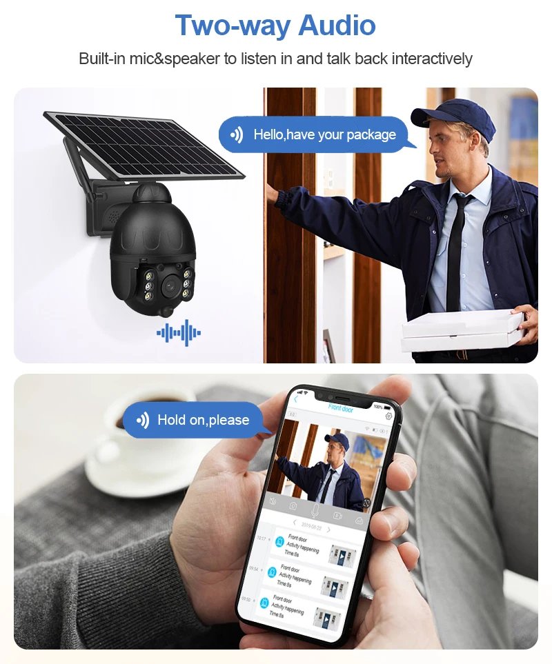 Solar Camera PTZ CCTV - Or Solar Panel Battery Security Smart Security Monitor Camera