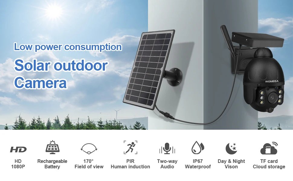 Solar Camera PTZ CCTV - Or Solar Panel Battery Security Smart Security Monitor Camera