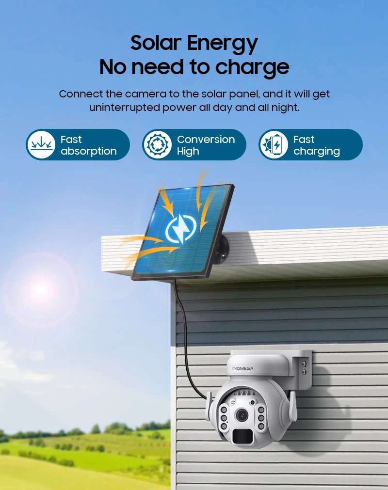 Solar Security Camera PTZ CCTV - Outdoor WiFi Human Detection Solar Camera with Battery 4MP/3MP 4G