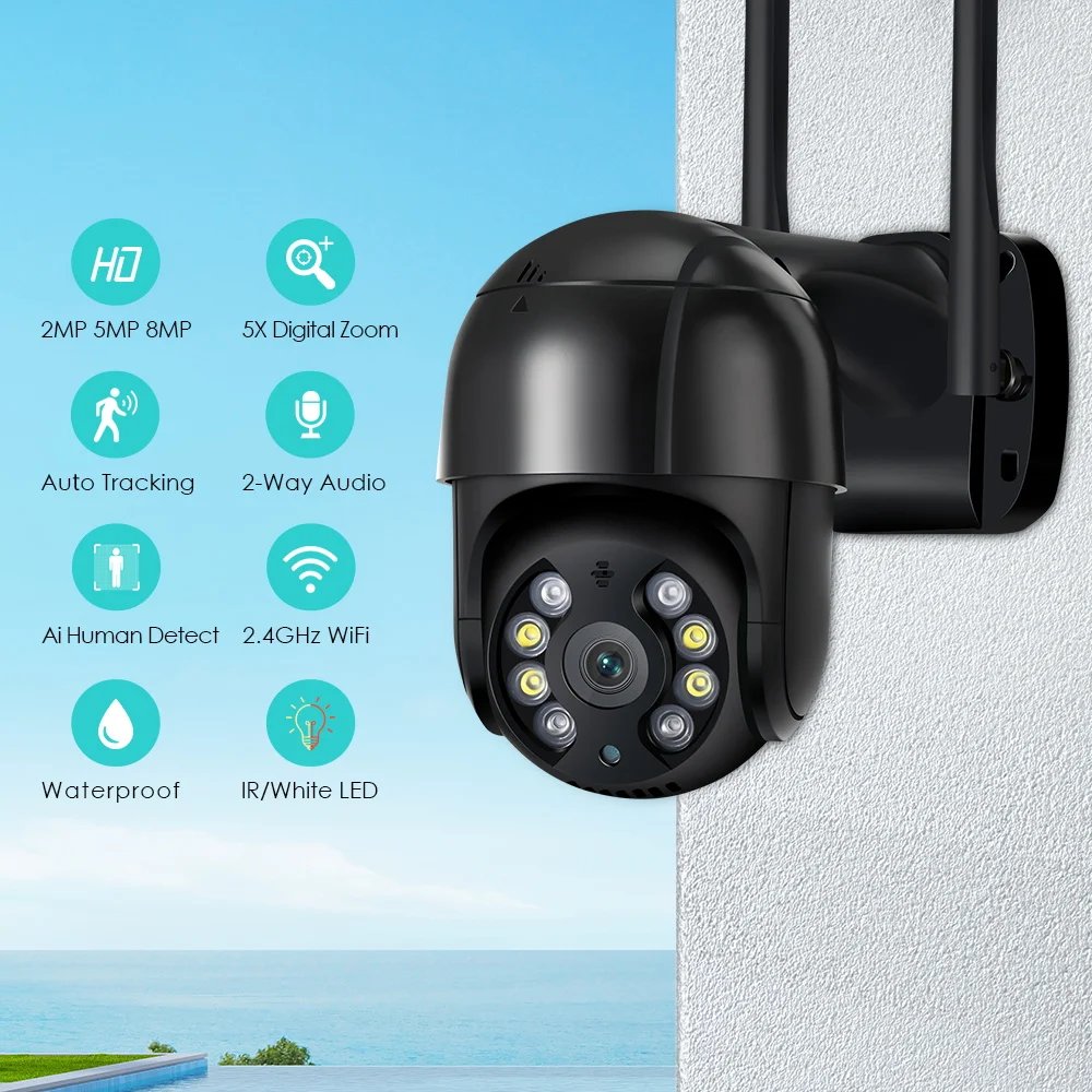 PTZ Camera AI Tracking - 3MP HD Security Camera 1080P 4K 8MP Wifi IP Camera 5MP H.265 Wireless Outdoor
