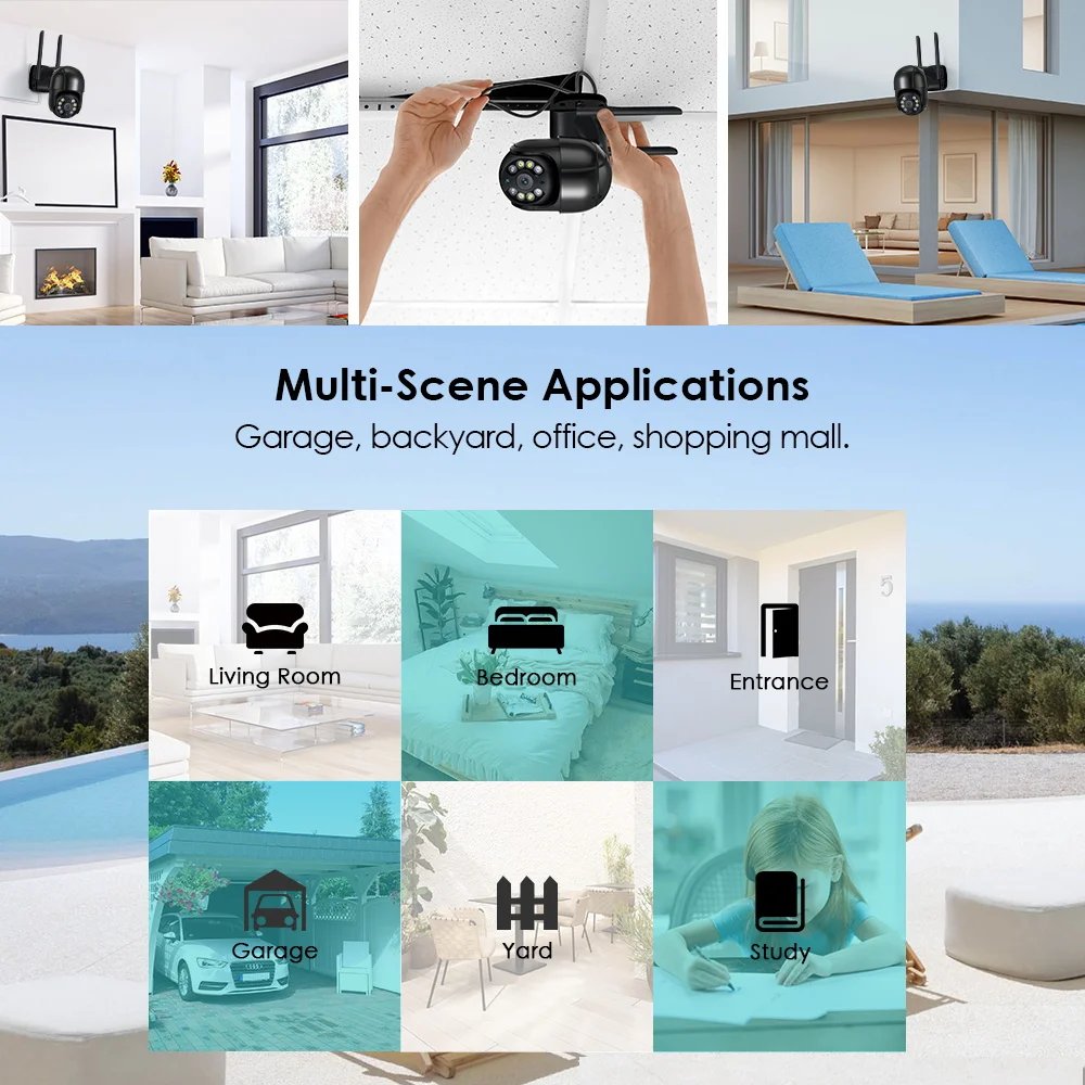 PTZ Camera AI Tracking - 3MP HD Security Camera 1080P 4K 8MP Wifi IP Camera 5MP H.265 Wireless Outdoor
