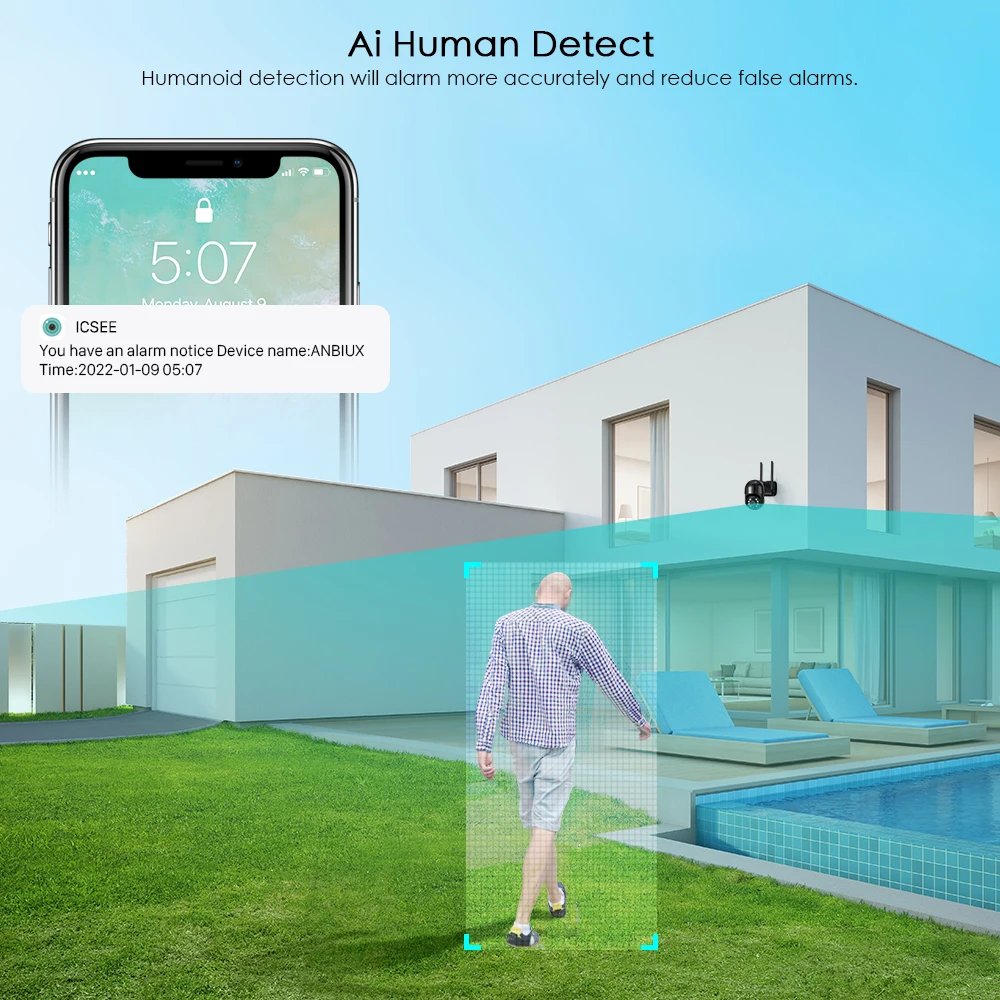 PTZ Camera AI Tracking - 3MP HD Security Camera 1080P 4K 8MP Wifi IP Camera 5MP H.265 Wireless Outdoor