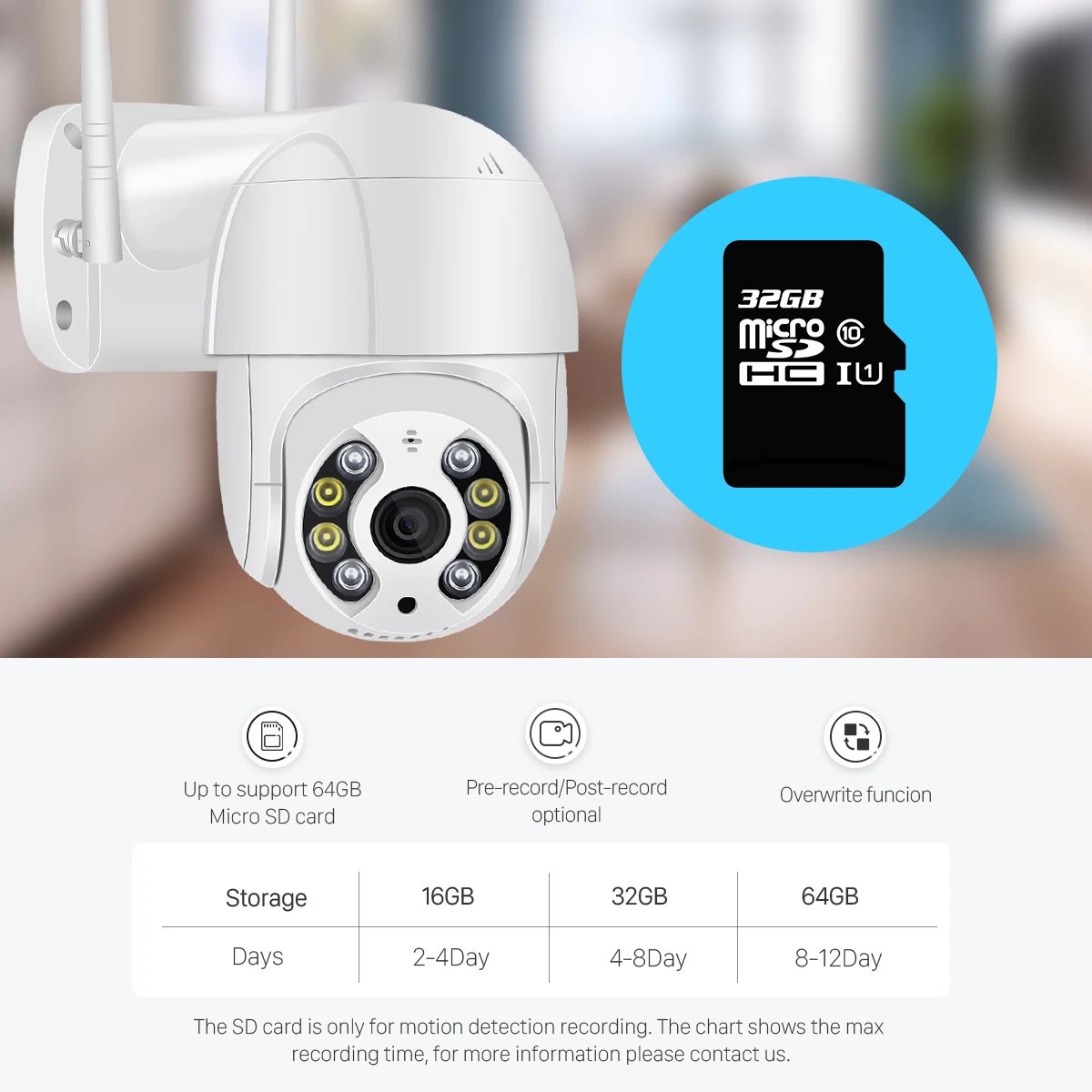 PTZ IP Camera AI Human Detection - Audio 1080P Wireless Security CCTV Camera P2P 5MP