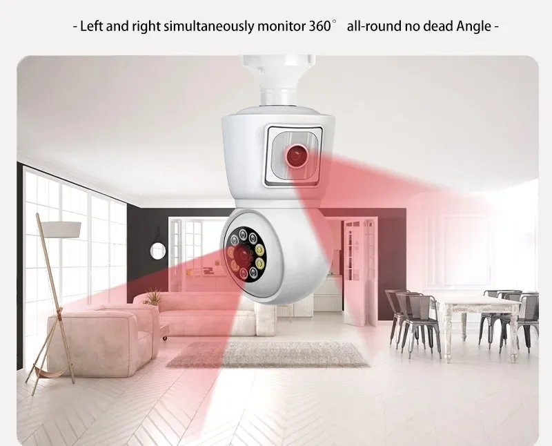 4K 8MP E27 Bulb/lamp WiFi IP Camera - Dual Lens Auto Tracking Two Way Audio Color Bluetooth 4K 8MP E27 Bulb