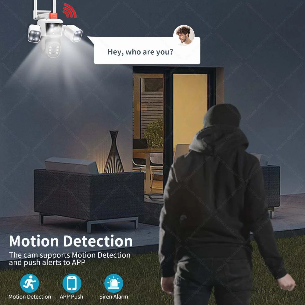 PTZ IP Camera Auto Tracking CCTV - 8K 16MP WiFi Camera 10X Zoom Four Lens Outdoor Security Protection