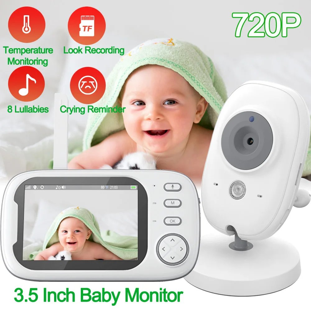 Wireless Video Home Baby camera Monitor - Night Vision Temperature Monitoring 2 Way Audio Talk Baby